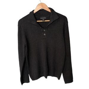 Banana Republic Extra Fine Italian Merino Wool Collared Sweater Elbow Patches